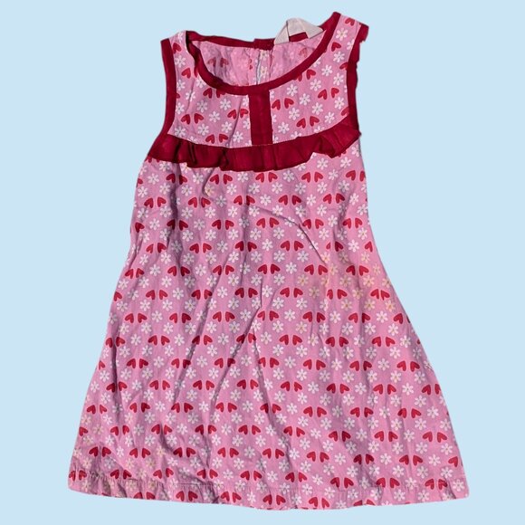 Adorable Cotton Heart-Flower Print Dress in Pink –Perfect for Playtime & Outings - Picture 1 of 5